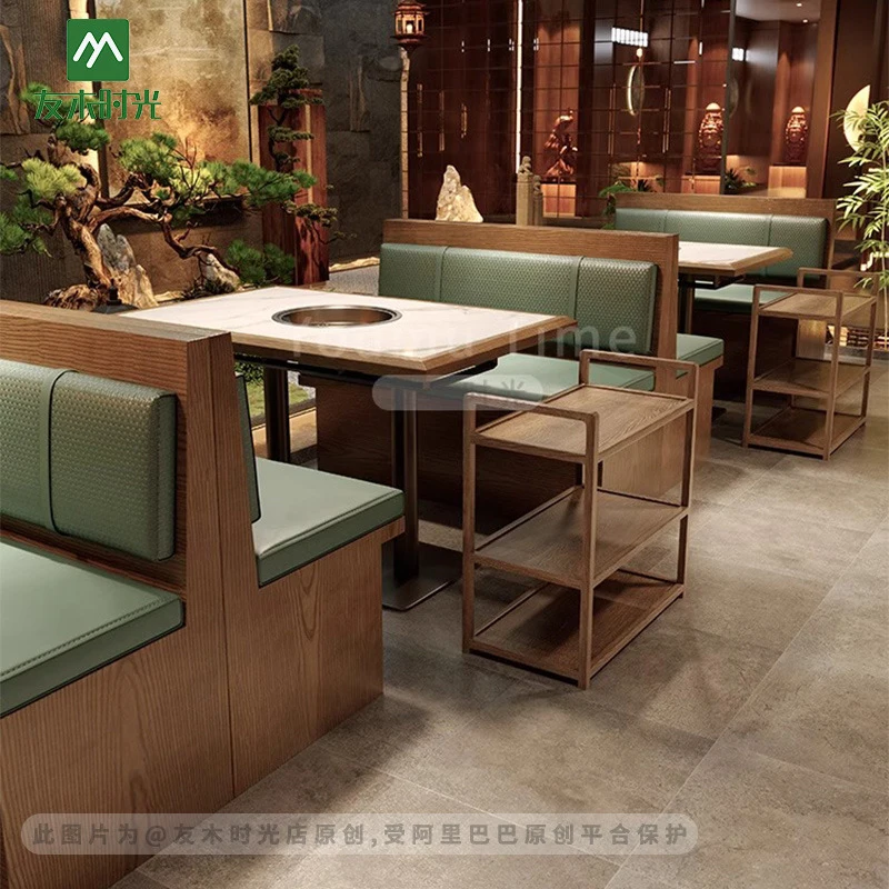 Restaurant Booth SetYoumu-Themed And Chair Set, Induction Cooker, Slate Table, Kebab Skewers, Hot Pot Restaurant Booth Sofa