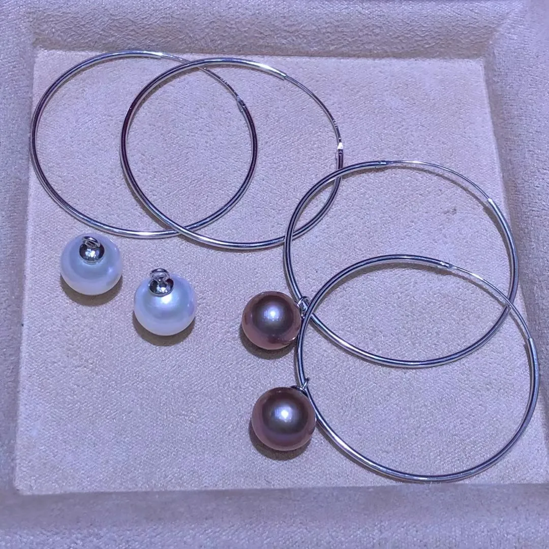 Wholesale S925 Sterling Silver Earrings Mount Findings Settings Base Mounting Parts Accessory for 9-10mm Pearls 5 pairs/lot