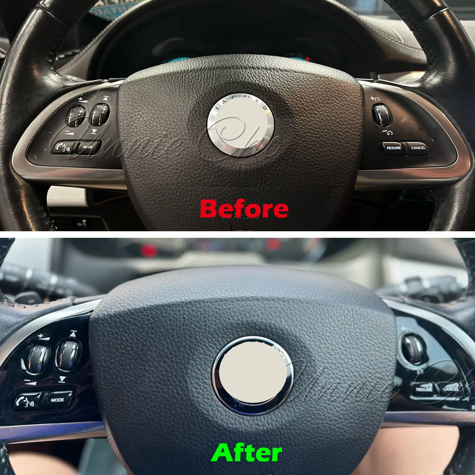 Autocollants Garniture Cadre Volant Jaguar XF 2012-2015 - Alliage Aluminium Noir