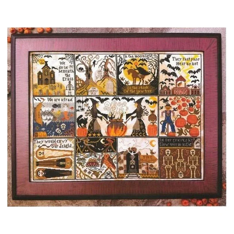 Amishop Gold Collection Counted Cross Stitch Kit The Halloween At Hawk Run Hollow Wizard Fairy Pumpkin