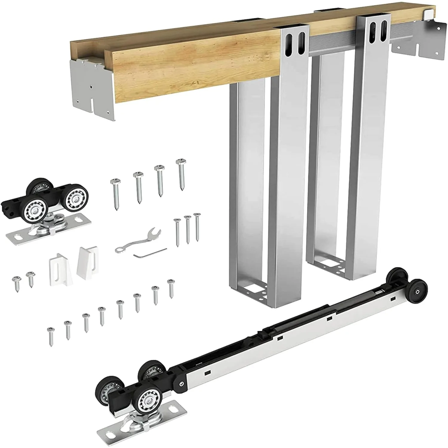 

Pocket Door Frame Kit 120LBS Two-Way Soft-Close Mechani, Easy to Install Pocket Door Kit, Pocket Door Fram