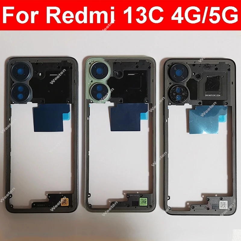 Middle Frame Housing Bezel For Xiaomi Redmi 13C 4G 5G LCD Front Housing Middle Frame Bezel Chassis Shell Replacement Parts