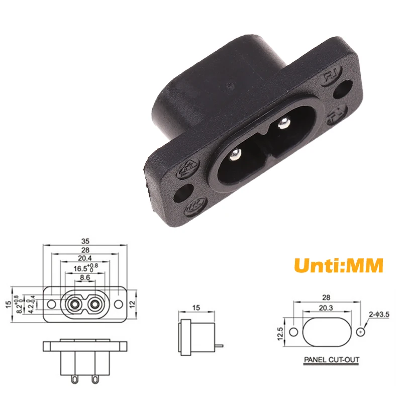 250V 2.5A 8-shaped Plug Socket C8 Male Power Socket Female Plug Power Outlet Embedded Electric Connector 35mm*15mm AC 2.5A 250V