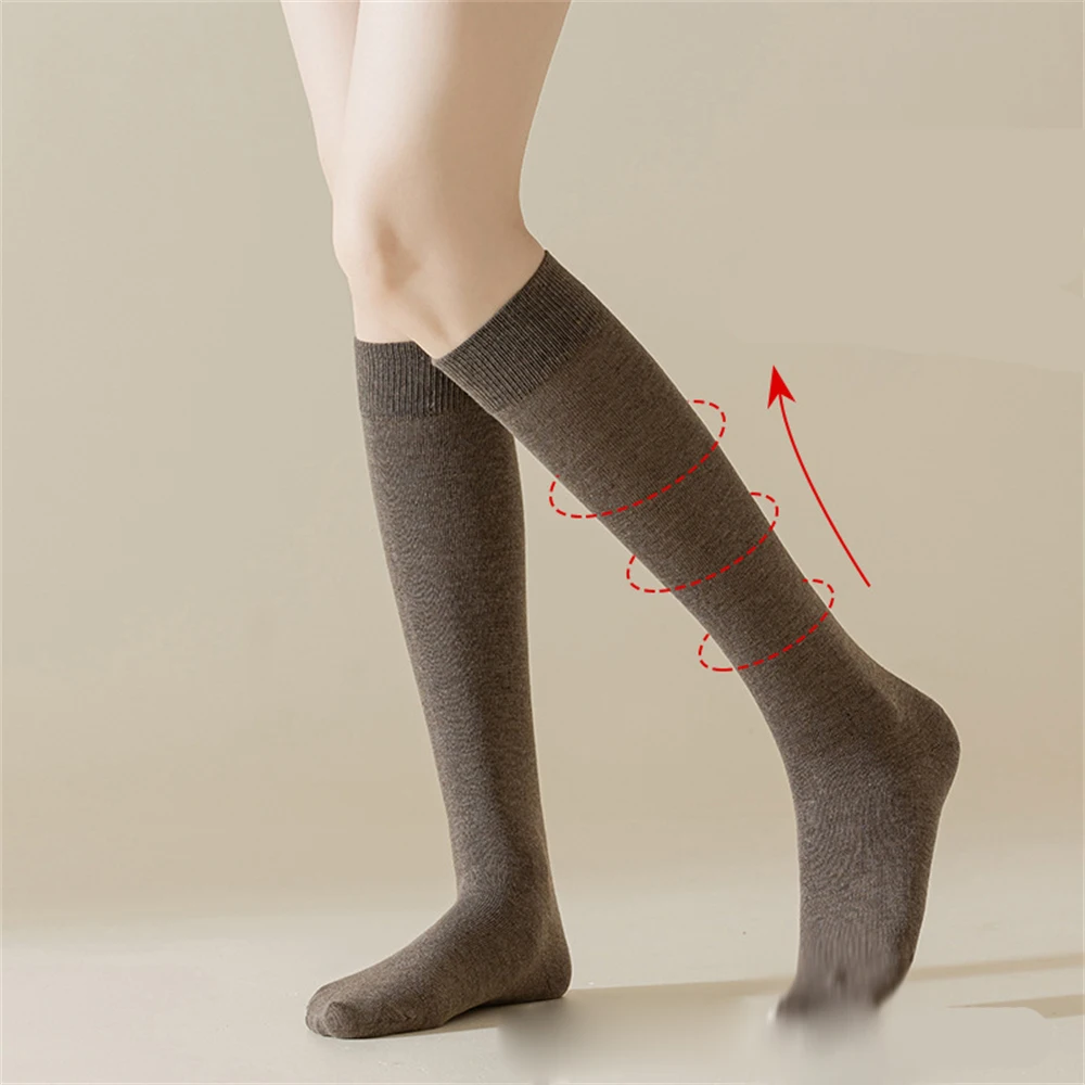 1 pair Autumn Winter Sweat-absorbent Calf Socks Women's Spring Tight stockings Japanese Casual High-tube Solid Color Socks Gift