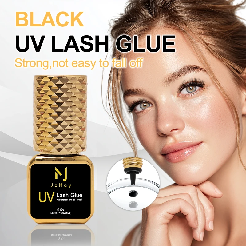 JOMAY 5ml 속눈썹 접착제 0.5초 속눈썹 연장용 UV 글루 장기 지속력 75일 UV 블랙 글루 속눈썹 연장용