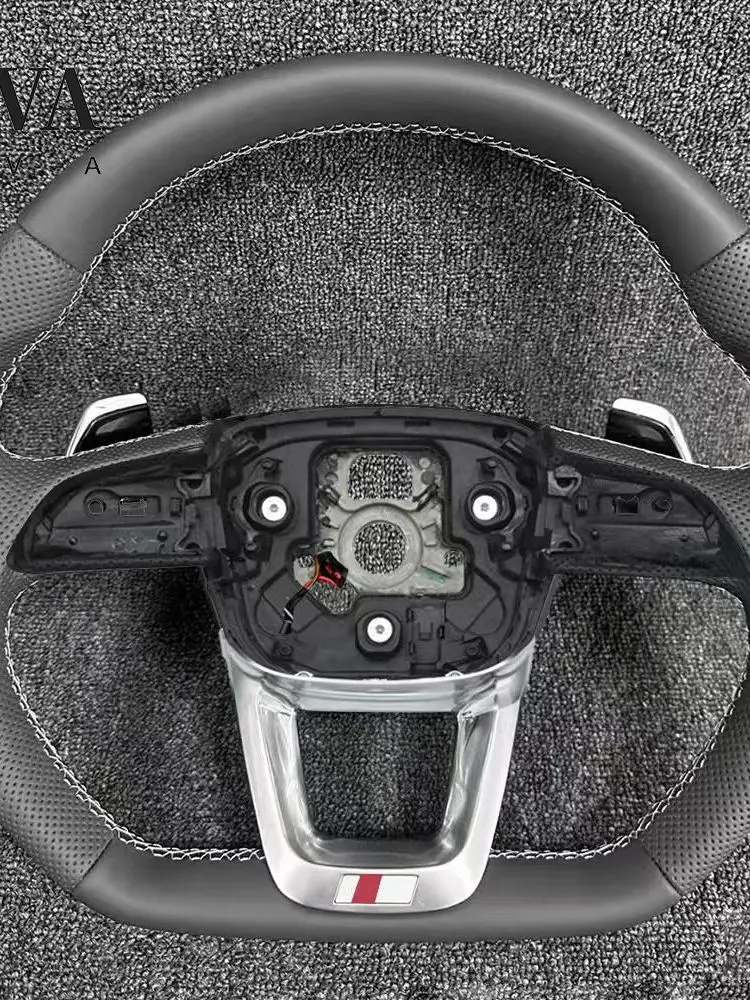 Voor Audi Q5 FY Q7 Q8 RS5 semi-geperforeerd lederen sportstuurwiel met platte bodem en verwarming - afbeelding 2