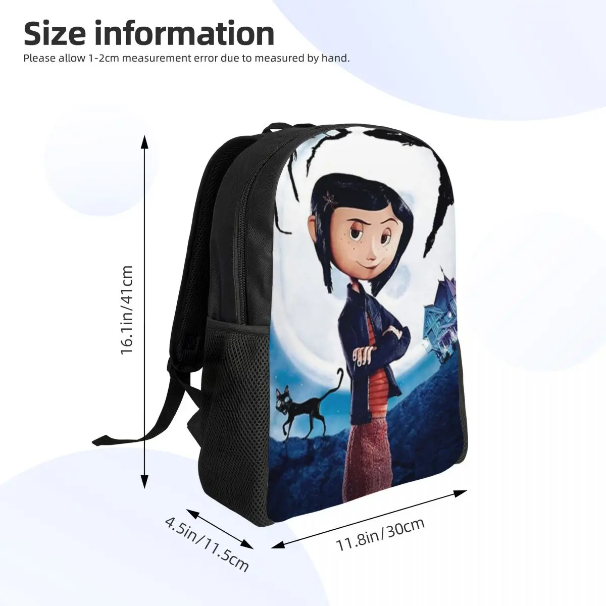 Custom Coraline Other Mother Spooky Film Backpacks for Women Men Waterproof School College Bag Printing Bookbags