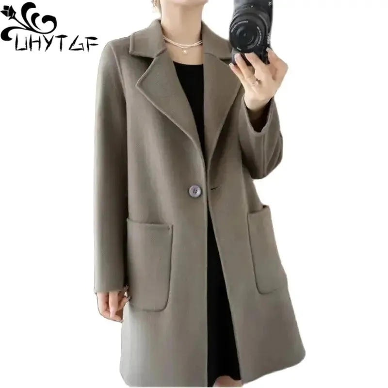 

Autumn Winter Clothes For Women High-End Double-Sided Cashmere Coat Female Fashion Lapel Mid-Length Sheep Wool Jacket Ladie 2781