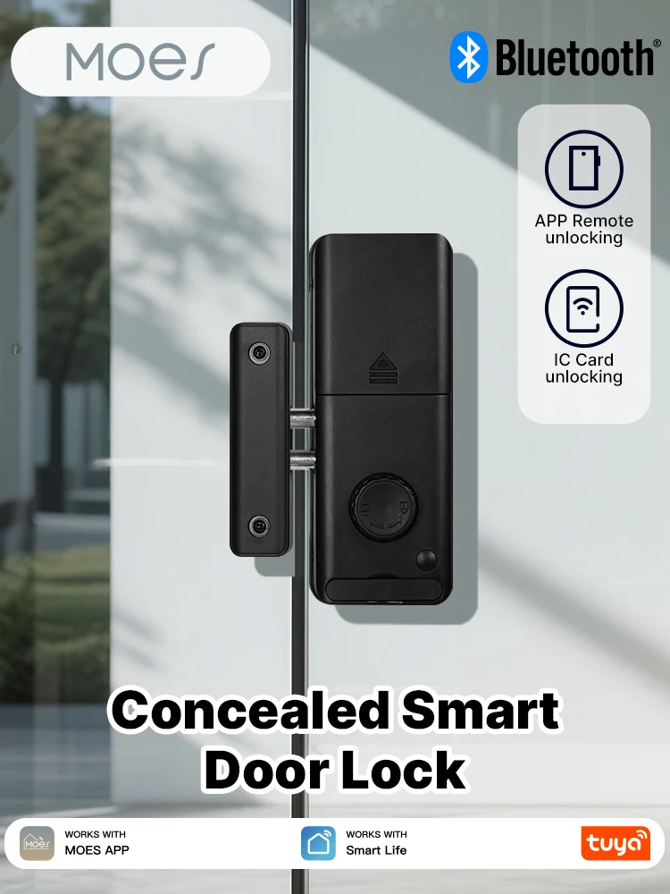 MOES Tuya Bluetooth Smart Deurslot Verborgen Onzichtbaar Type IC Toegangskaart APP Op afstand ontgrendelen Elektronisch voor houten glazen deur - afbeelding 2