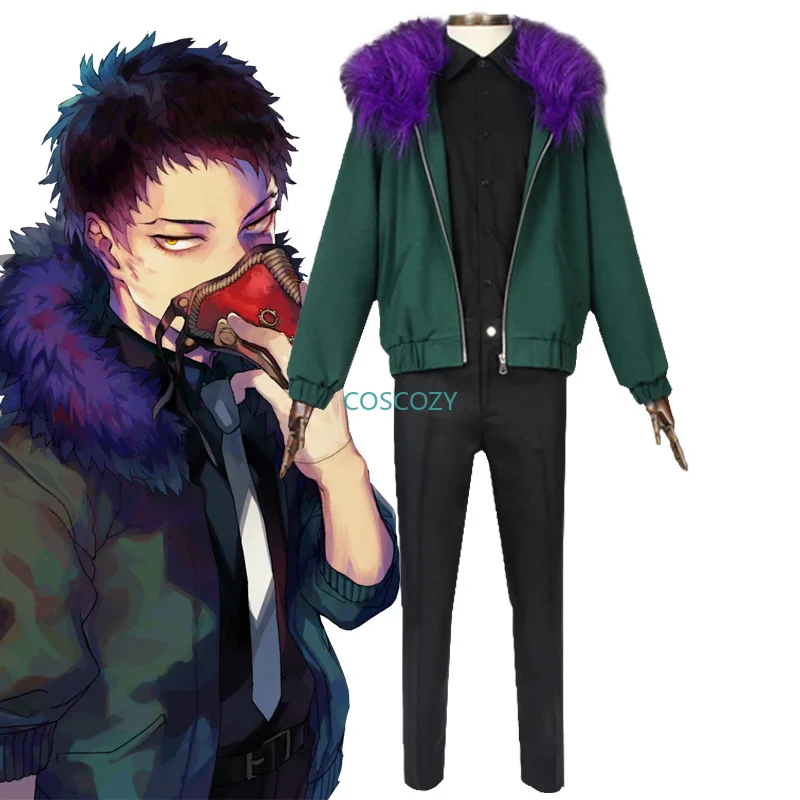 My Hero Academia Cosplay Costume para homens e mulheres, Anime Boku Não, Revisão, Uniforme Verde, Jaqueta, Peruca, Chisaki Kai