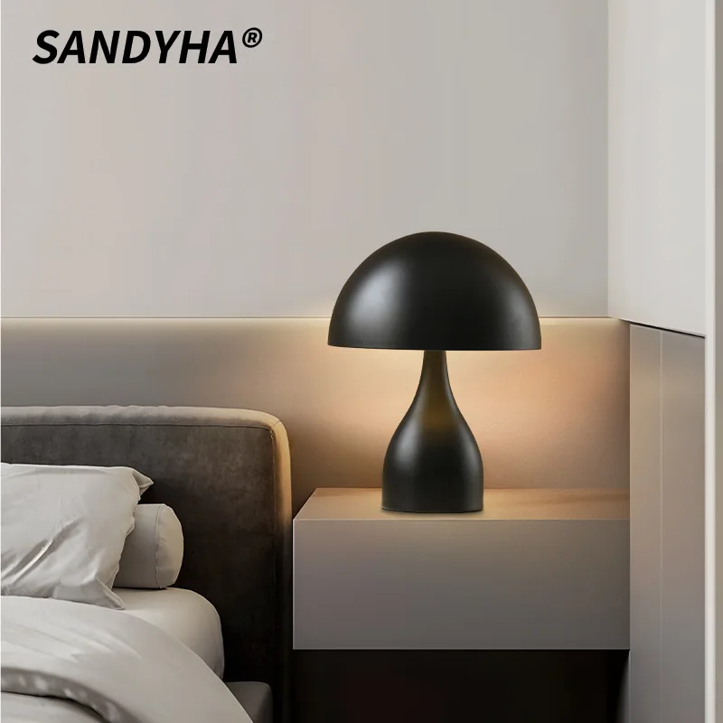 

Modern Simplicity Wrought Iron Floor Lamp Bedroom Bedside Led Light for Living Room Decoration Home Black Mushroom Shaped Design