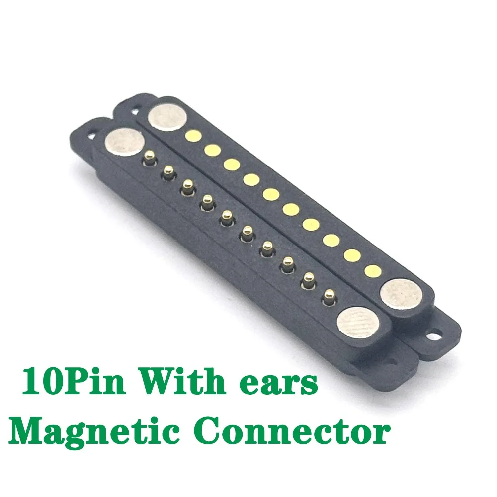 

1sets 10Pin With ears Waterproof DC Magnetic Pogo Pin Connector 1A Pogopin Male Female Spring Loaded DC Power Socket 10P