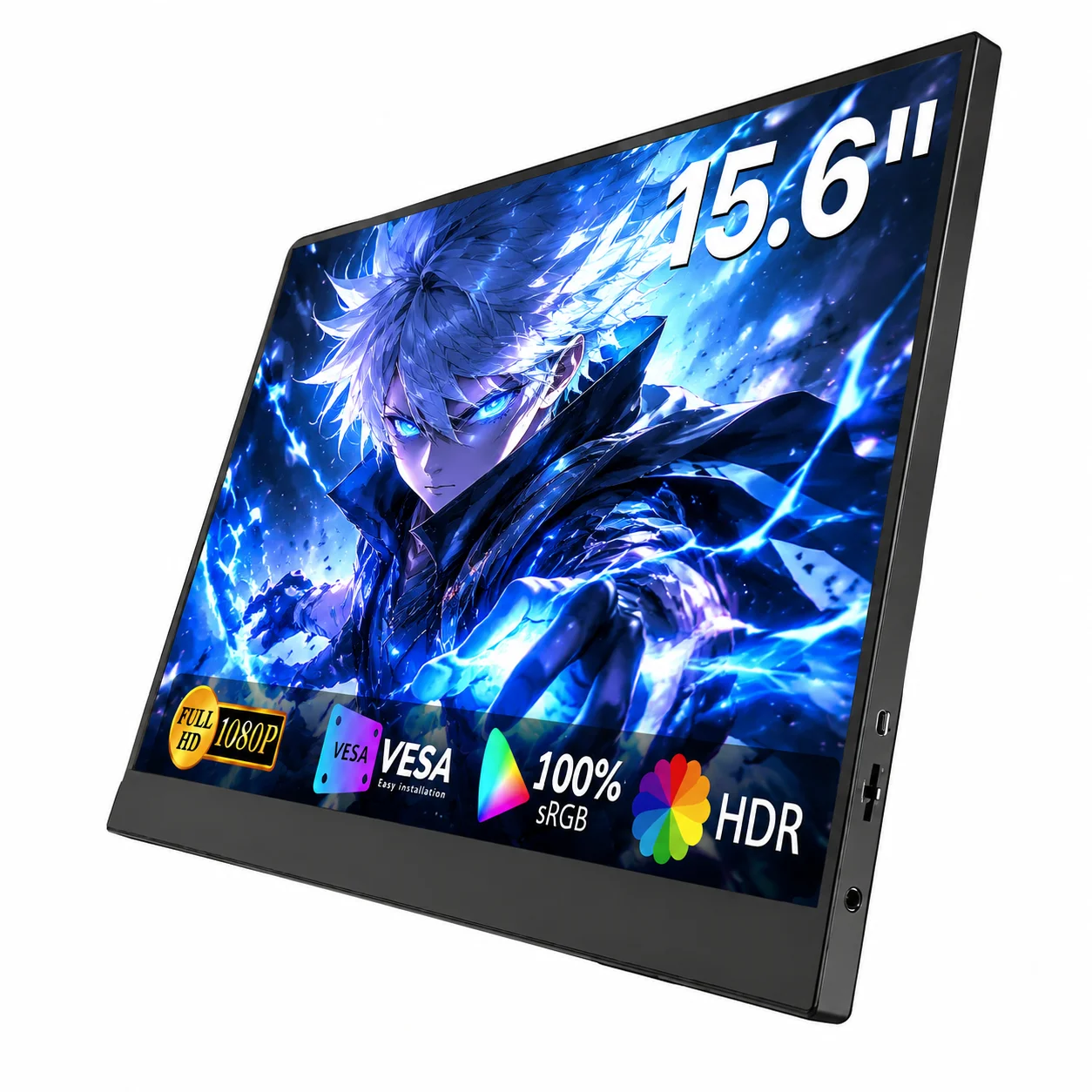 SIBOLAN 15.6 Inch Portable Monitor 1080P FHD Built-in Speakers USB C HDMI VESA Port For Laptop XBox PS4/ 5 Switch Phone PC