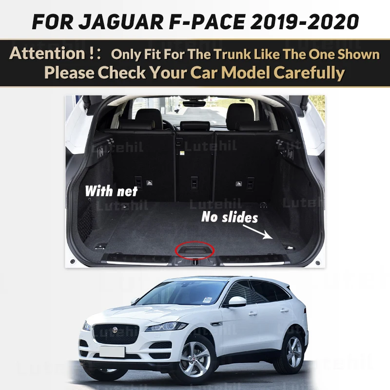 For Jaguar F-PACE 2019 2020 Auto Full Coverage Trunk Mat Lutehil Car Boot Cover Pad Cargo Liner Interior Accessories