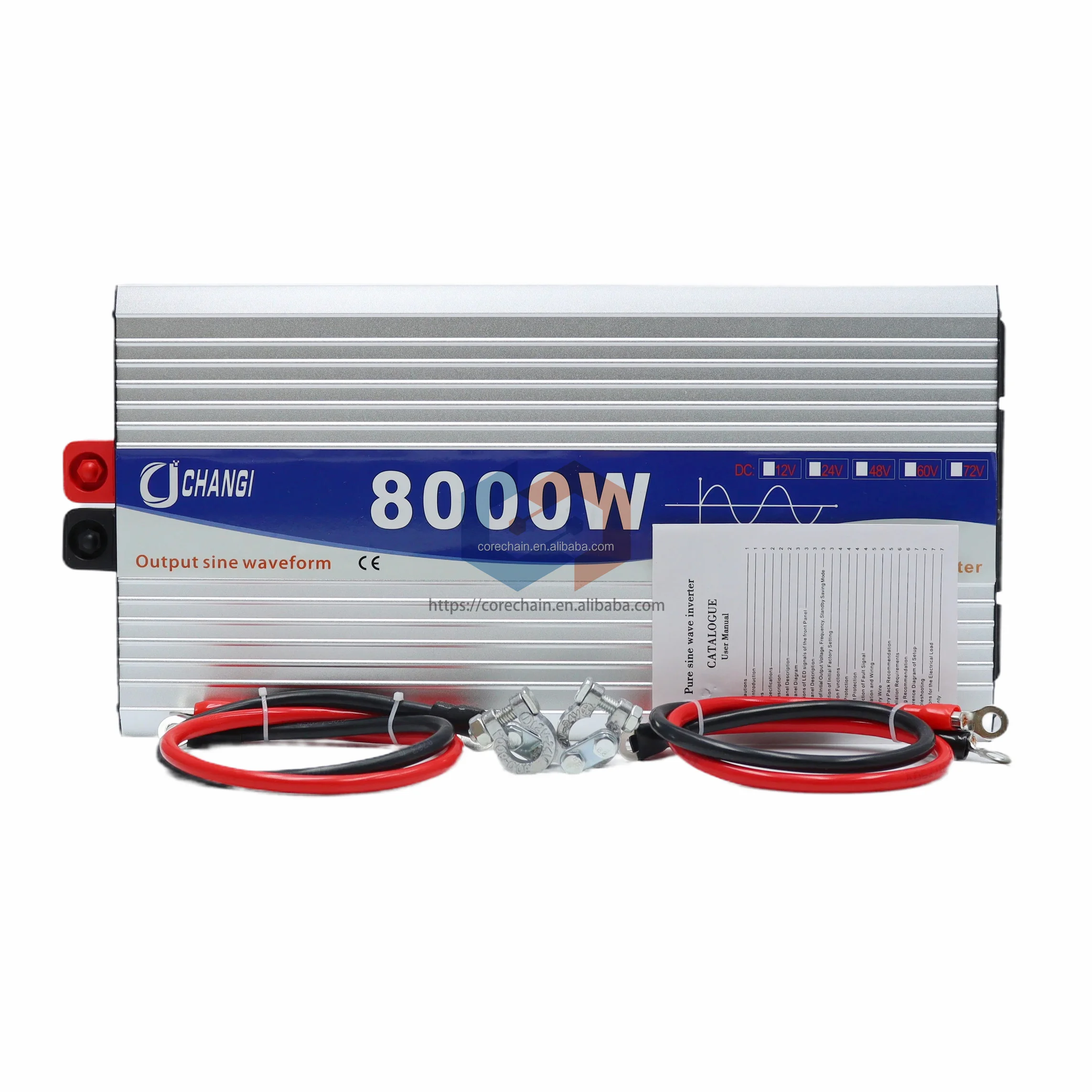 Pure Sine Wave 8000W Power Inverter DC12V/24V/48V/60V/72V To AC 110V /220V Car Power Inverter Double Sockets Solar Inverter