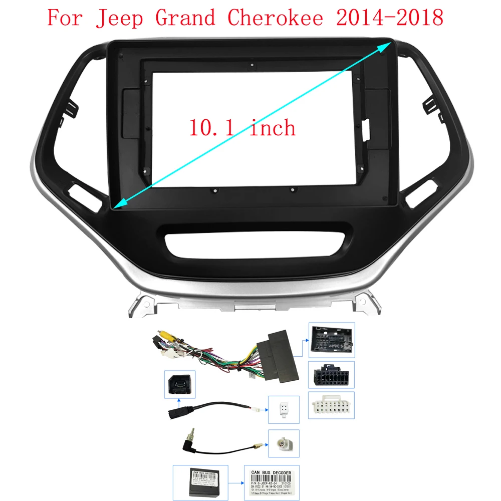 10,1 pulgadas para Jeep Grand Cherokee 2014-2018 pantalla de audio estéreo video multimedia cables canbus marco de arnés Radio de coche Android