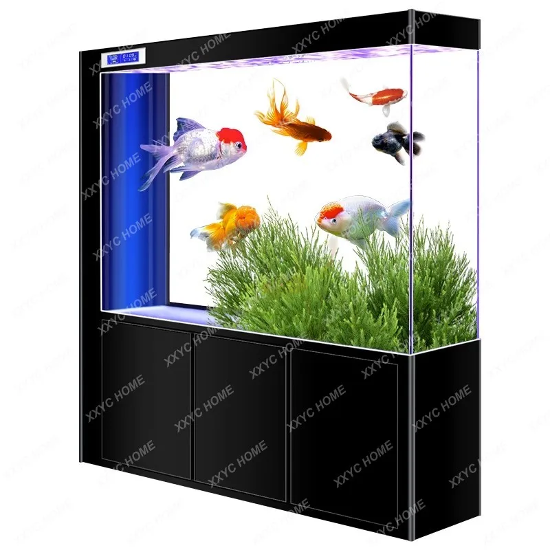 

Super White Glass Bottom Filter Fish Tank Living Room Floor Entrance Subareas Screens Integrated Aquarium