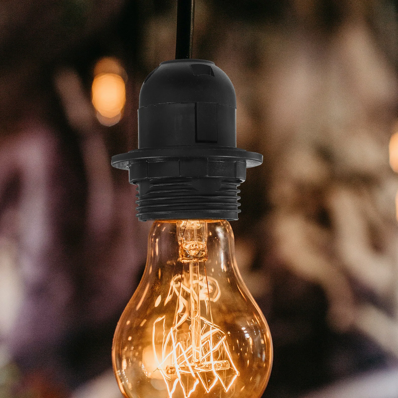 

6pcs E27 Holders Black Color Hanging Lamp Socket Safe Material Plastic Wide Use Easy Installation Light Socket Part