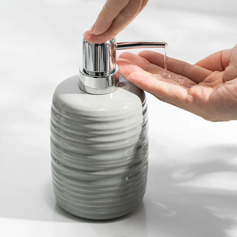 Nordic Luxury Style Lotion Bottle Bathroom Toilet Ceramic Split Bottle Shampoo Shower Gel Press Bottle Bathroom Accessories