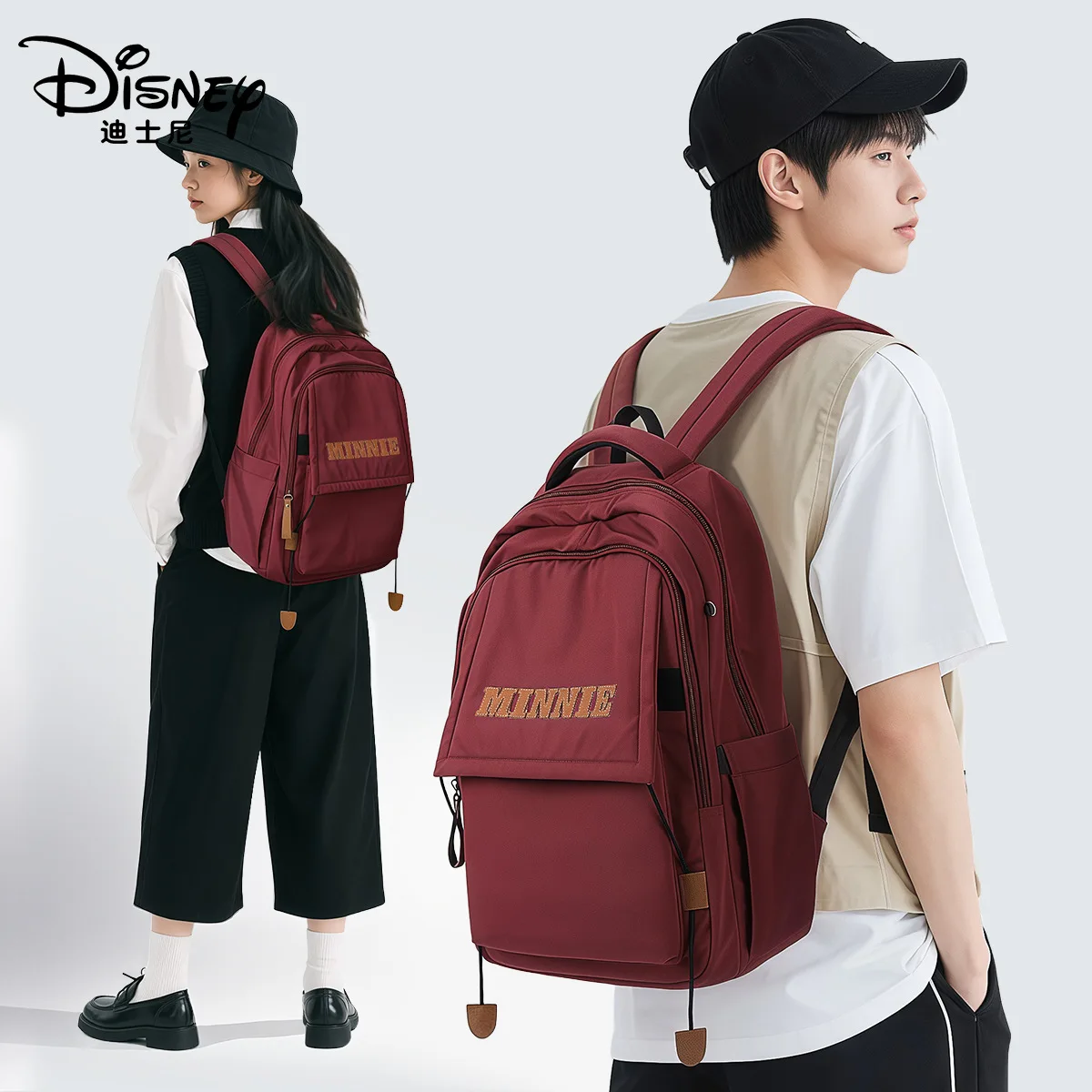 

Школьная сумка Disney Minnie для мальчиков и девочек, рюкзак на плечо для учащихся начальной и средней школы, большая вместимость, водонепроницаемый легкий Mochilas