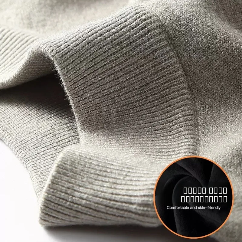 

Men's Knitted Sweater Fce Lined Casual f High Collar Inner Wear Outer Wear Slim Fit Trendy Winter Faion Top