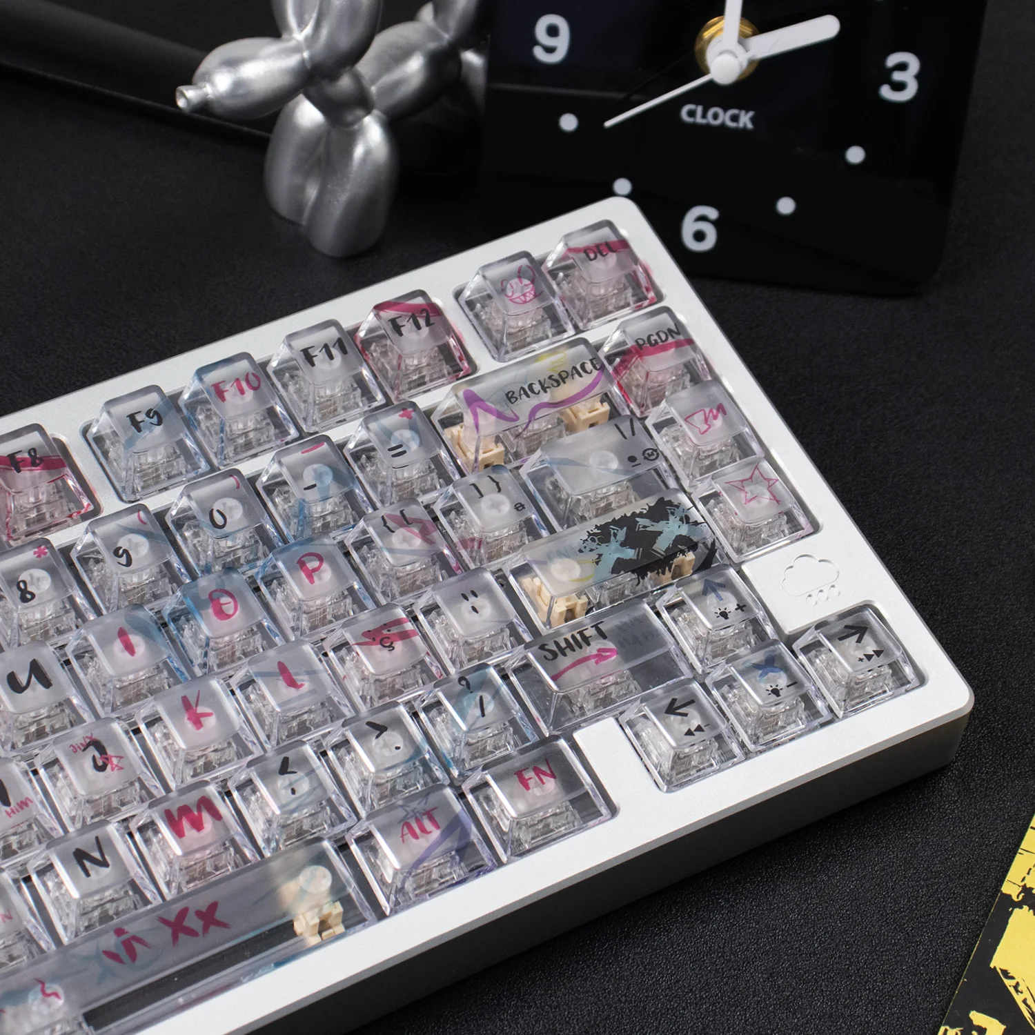 أحمر أبيض شفاف كيكابس الأشعة فوق البنفسجية الوسادة الطباعة الكرز الشخصي الكمبيوتر كيكابس مجموعات ل MX 61/64/87/96/104 لوحة المفاتيح الميكانيكية