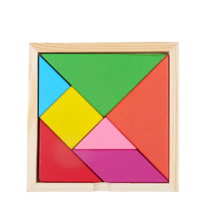 Colorful Wooden Tangram Jigsaw Puzzle Wood Toys IQ Brain Teaser Games Intelligent Educational Toys for Kids Children Gifts