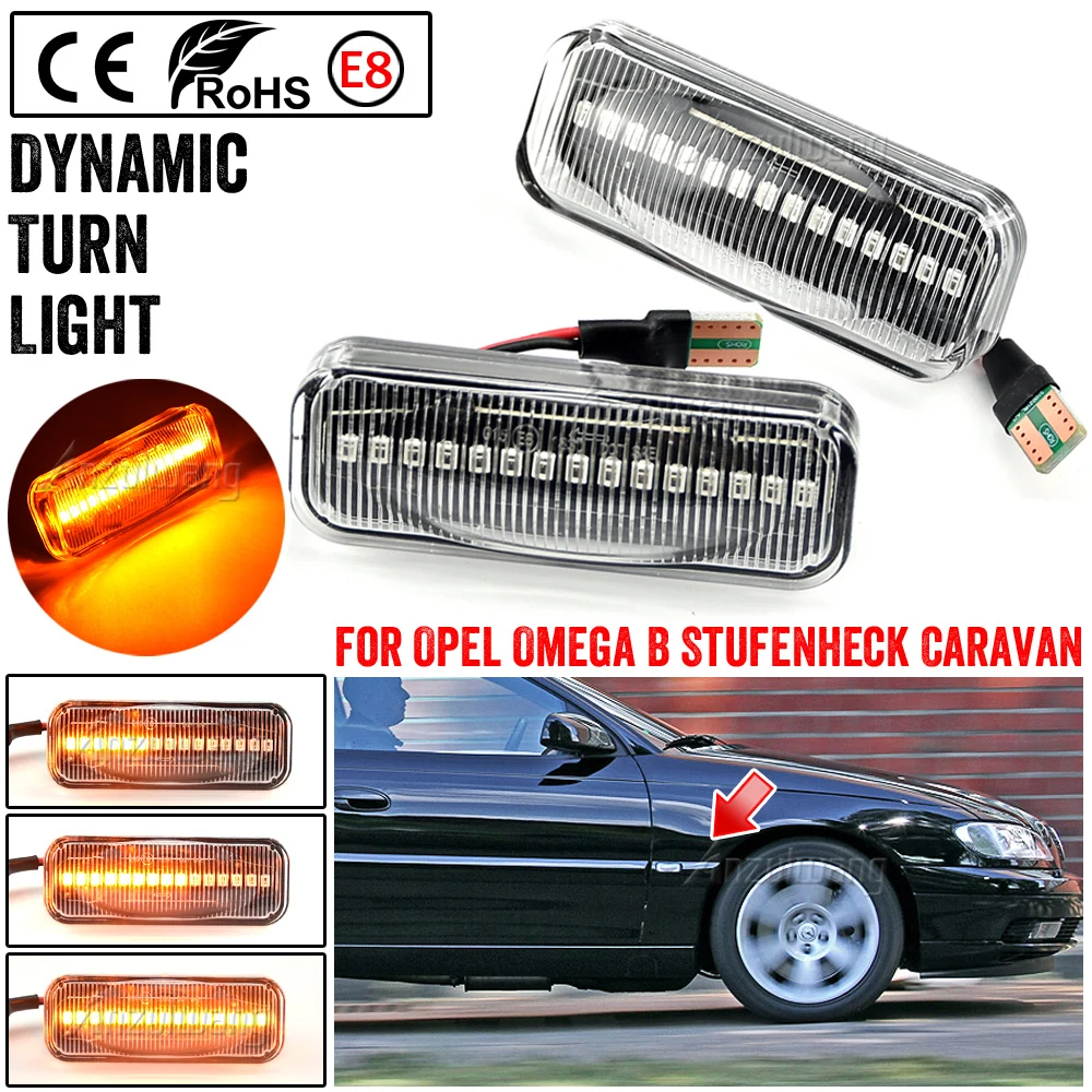 2PCS For Opel Omega B Stufenheck Caravan 1994-2003 Led Dynamic Turn Signal Light Side Fender Marker Sequential Blinker