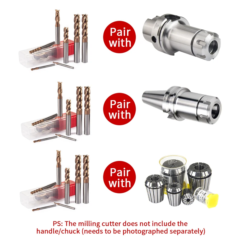 Fresas de carburo HRC60, fresa de acero de tungsteno de 4 flautas, Herramientas Cnc, 1mm, 3mm, 5mm, 8mm, 10mm, 12mm, 16mm, 20mm
