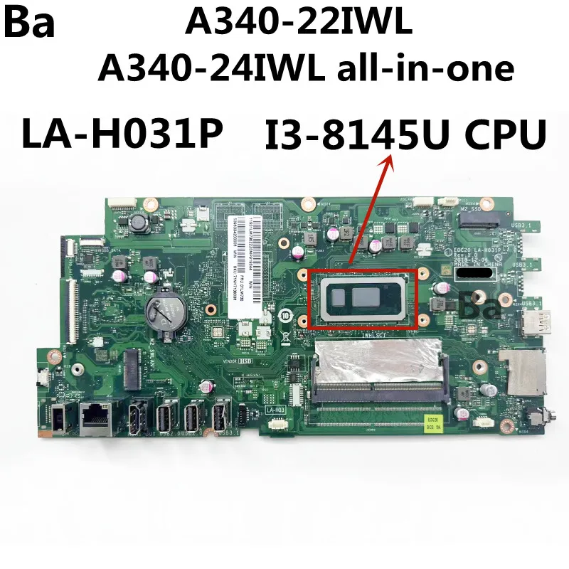 

For Lenovo AIO Mainboard A340-22IWL A340-24IWL all-in-one Laptop LA-H031P With i3-8145U DDR4 100% Tested Normal