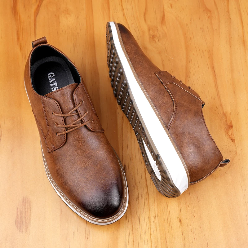 Lace up casual men's leather shoes Comfortable gentleman style Classic Black Brown shoes adults Comfortable and versatile