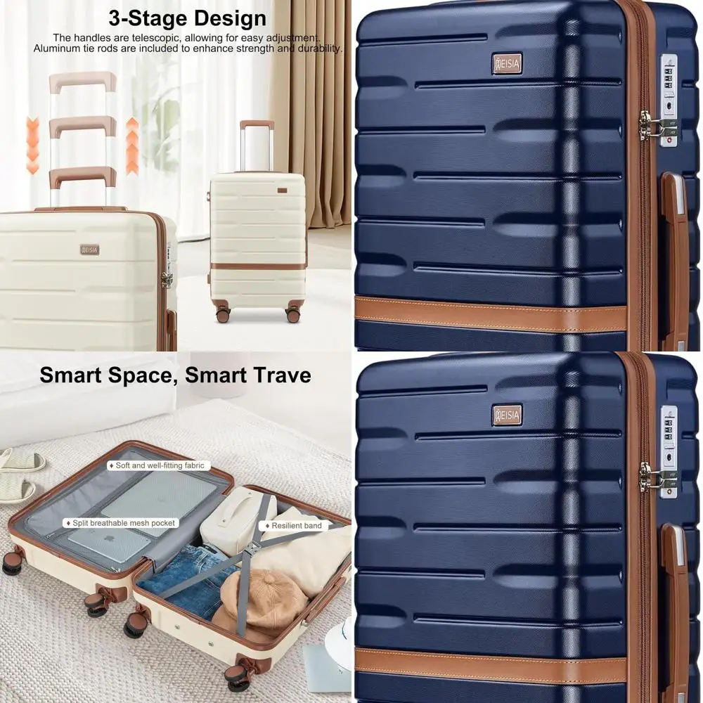 

20 Lightweight Hardshell Spinner Suitcase with TSA Lock, PC+ABS Material, Airline Approved, YKK Zippers (Navy)