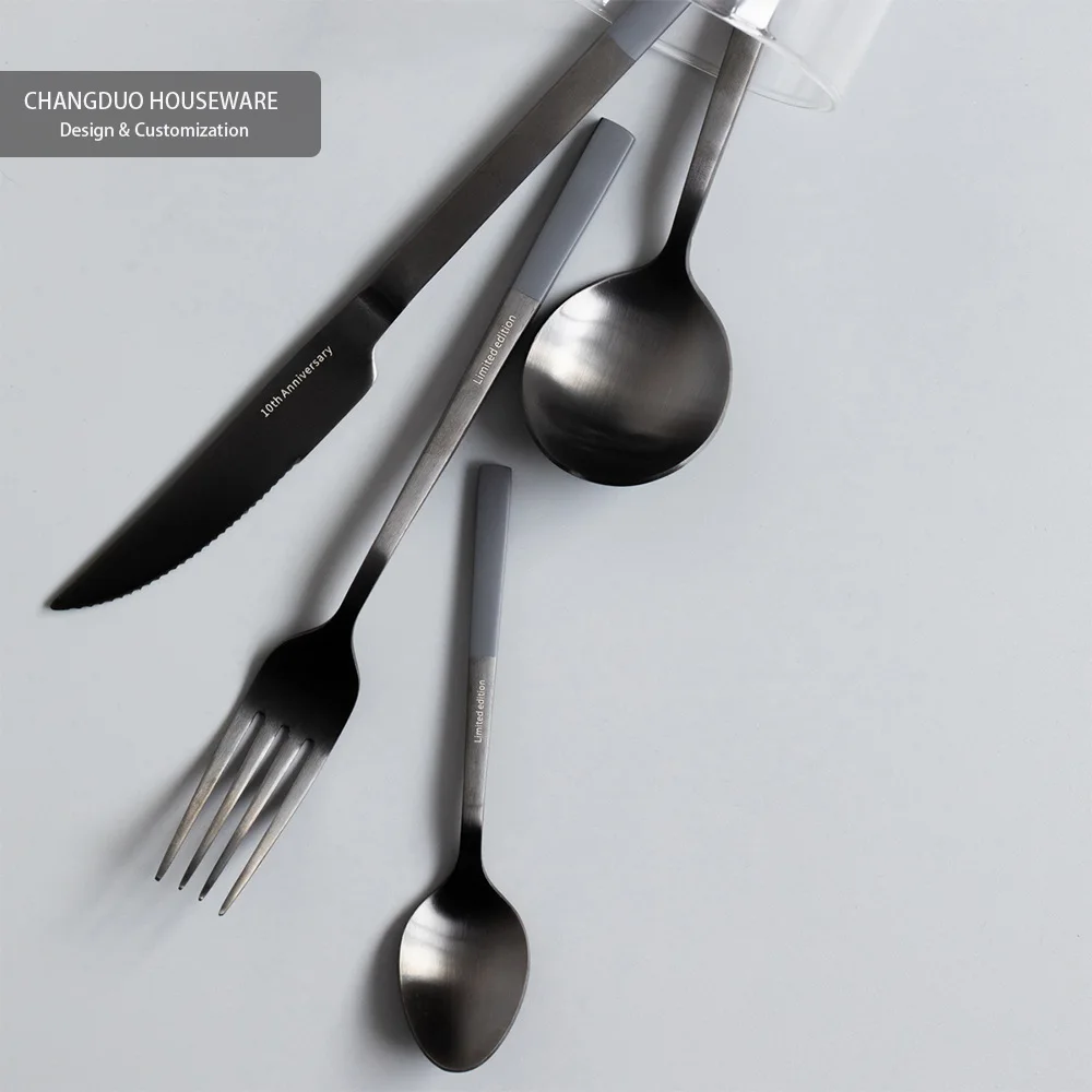 4pcs Stainless Steel Dinnerware Hotel High-end Western Food Tableware Matte Steak knife Fork and Spoon Cutlery Set Dishware Safe