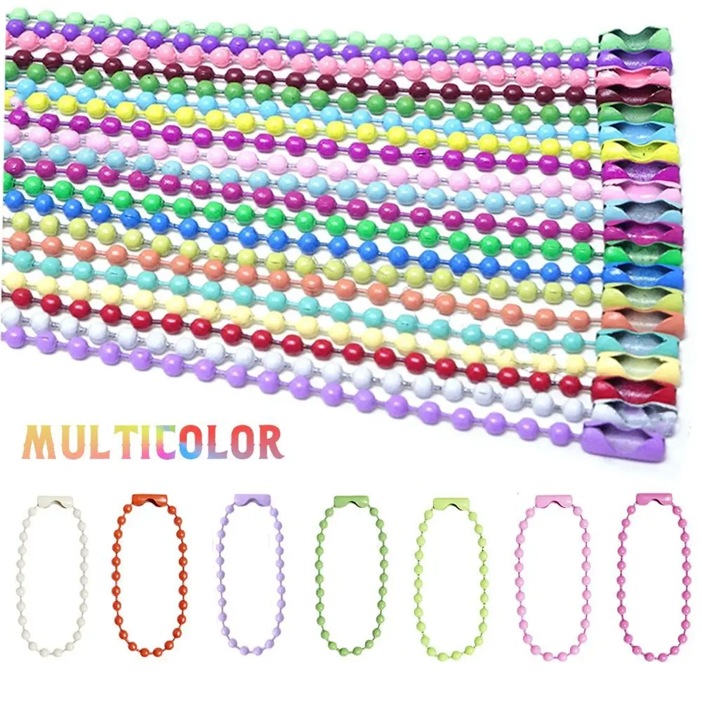 

50/100PCS Colorful 10cm Ball Bead Chains Metal DIY Key Chain Jewelry Making Dolls Label Hand Tag Connector Doll