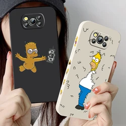 Funny The Simpsons Bart For Xiaomi Poco Phone Case For X4 X3 F4 F3 NFC M5 M4 M3 GT S Pro 4G 5G Liquid Left Rope Cover