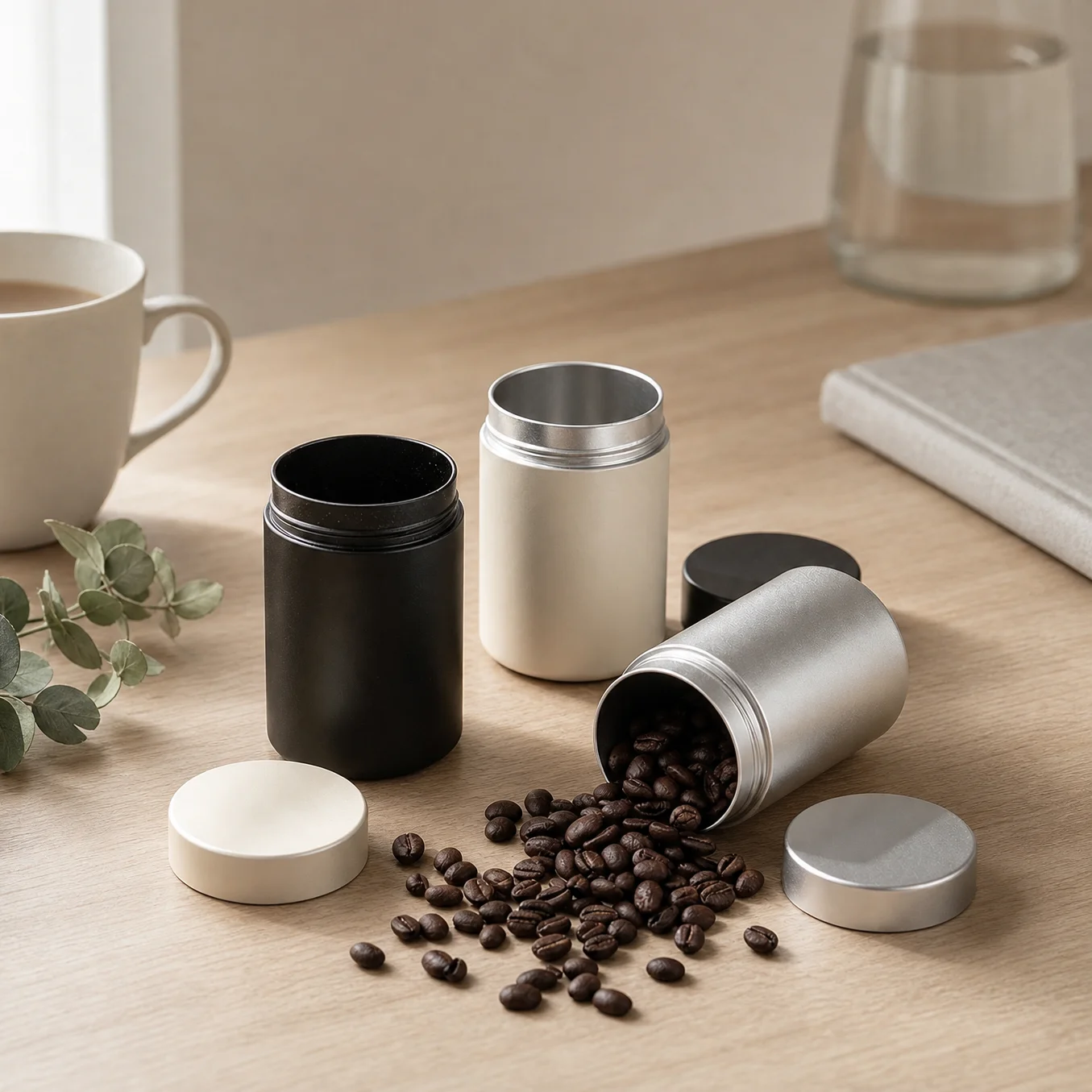 Coffee Bean Storage Jar Light-Proof Sealed Canisters Camping Hermetic Drawer Travel Black Airtight Container Cafe Accessories