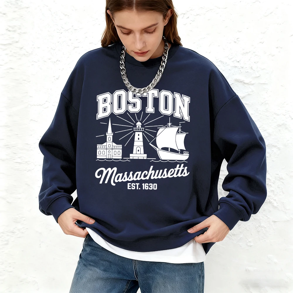 

Бостон Эст. Женская толстовка с принтом 1630, зимние толстовки с круглым вырезом, базовые теплые пуловеры для бега большого размера, повседневная женская одежда