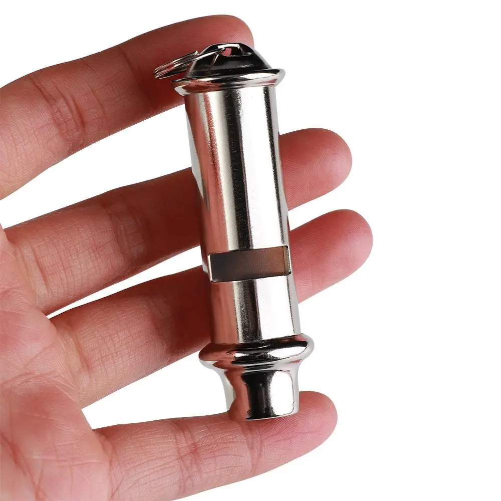 Stainless Steel Metal Whistle with Lanyard Emergency Warning Portable Whistle Security
