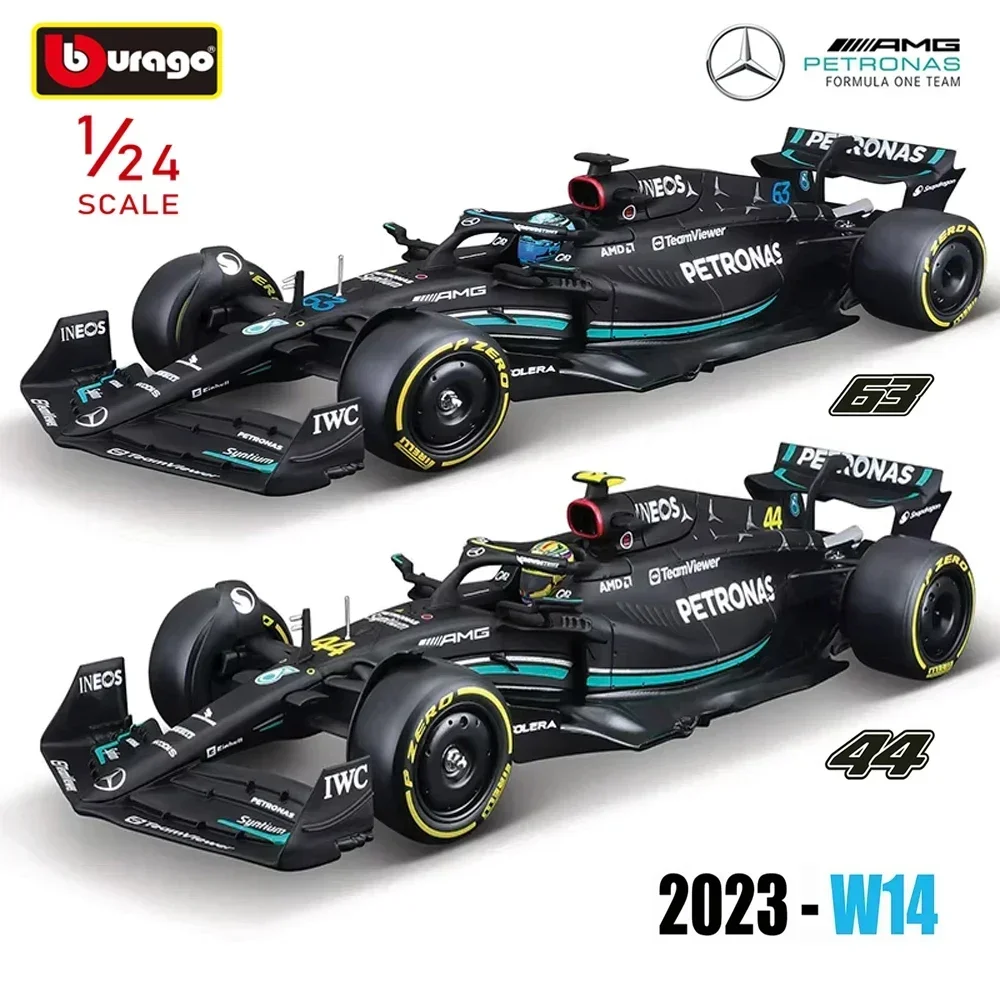 Bburago 1:24 W14 2023 44 #   Equipe Hamilton Mercedes-Amg Petronas F1 # 63 Veículos de competição modelo de carro fundido em liga Russell