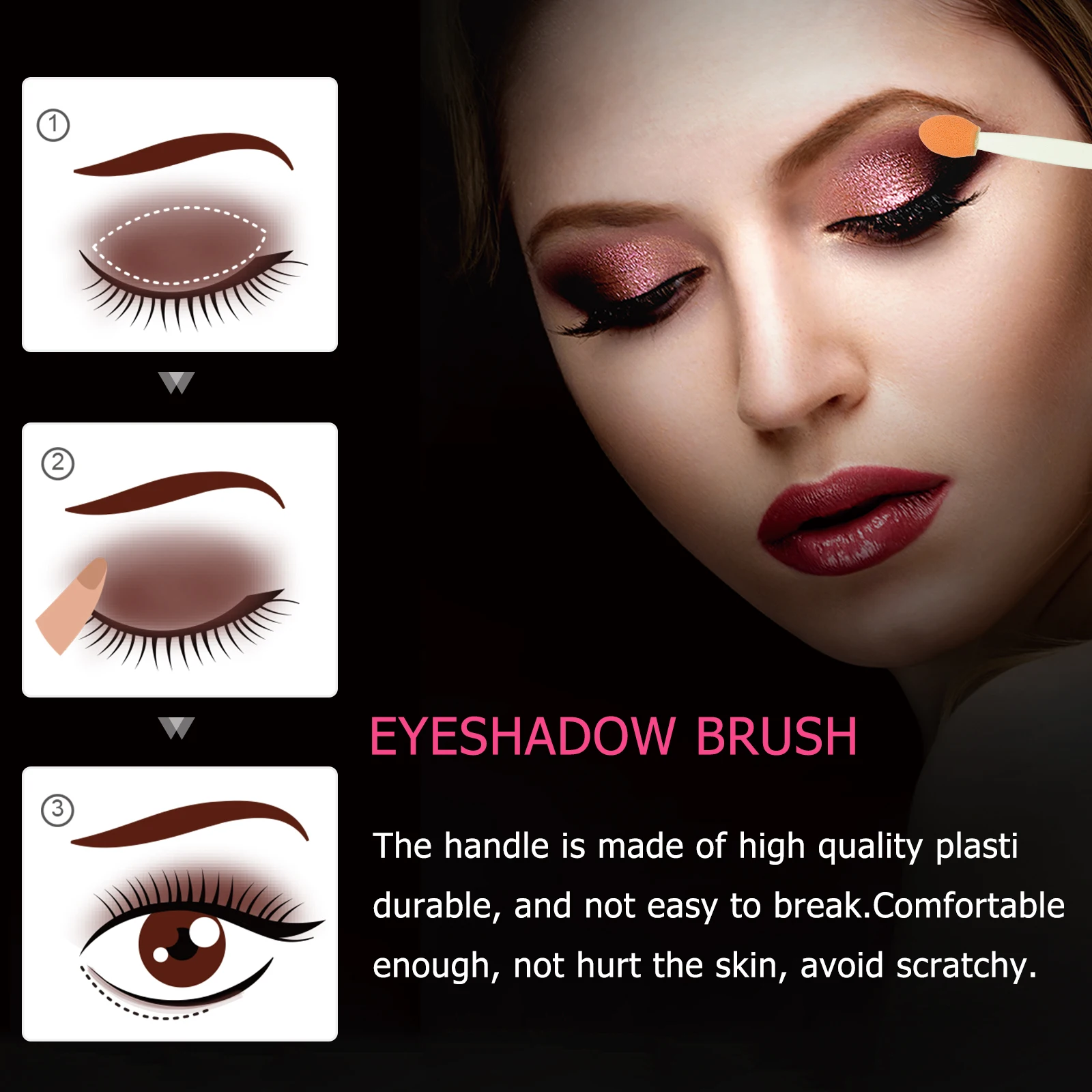 

100 Pcs Shadow Eye Brush Eyeshadow Dual Endedneyeshadow Applicators Plastic Sticks
