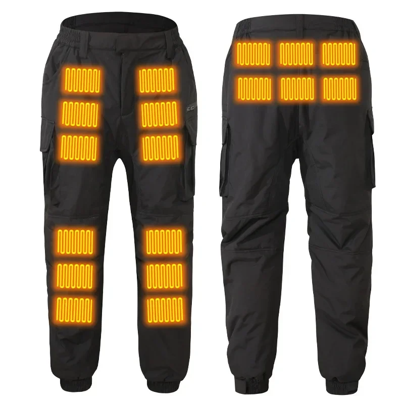 

New Men Women Winter Thermal Electric Trousers Ski Hunting Outdoor Warm Tech Sportswear 18 Zone Knee Heating Pants
