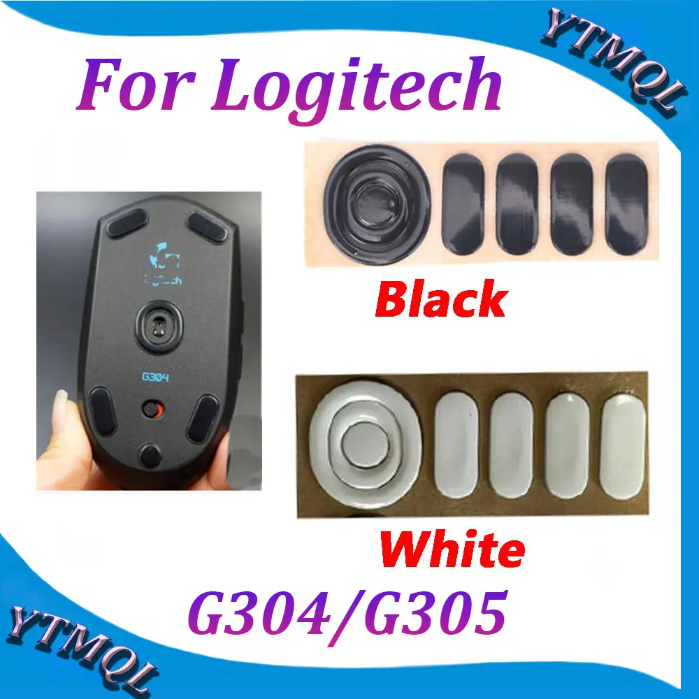 2-10Set Mouse Feet Skates Pads For Logitech G304/G305 wireless Mouse White Black Anti skid sticker replacement connector