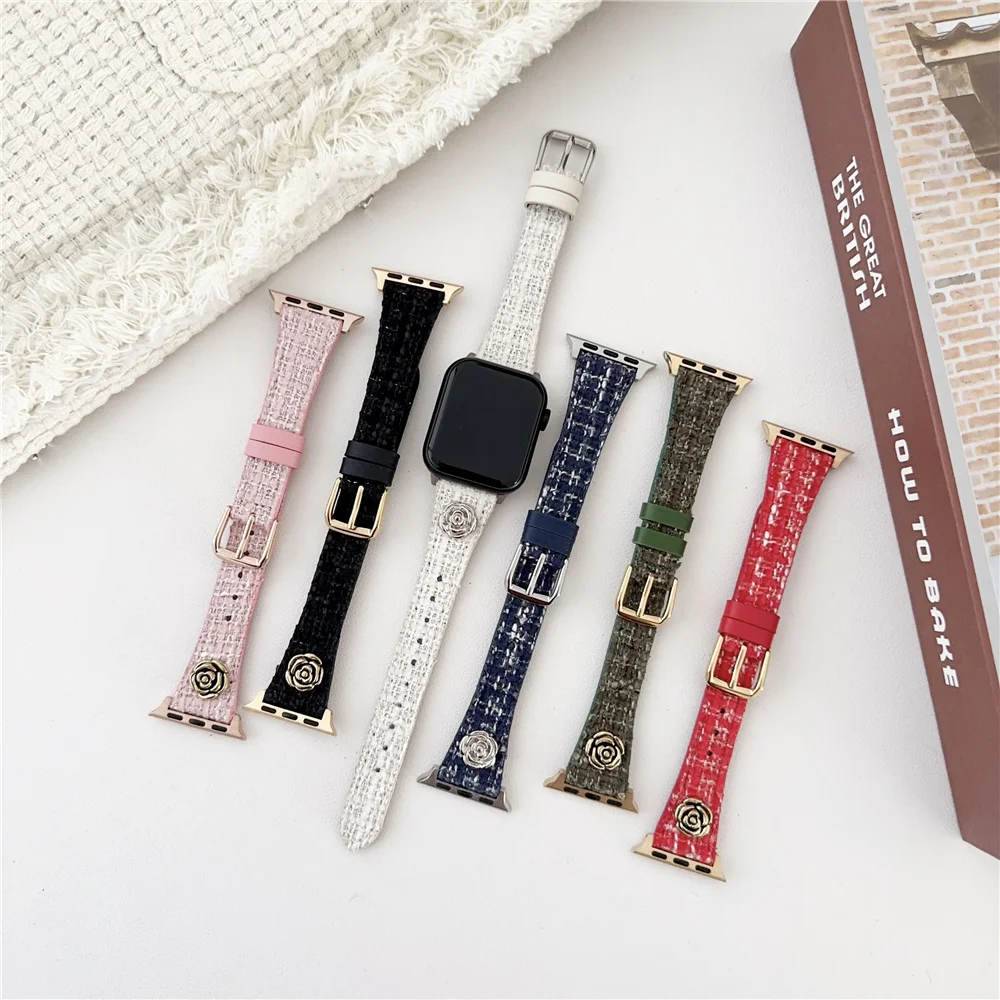 New Fashion Cloth Strap for Apple Iwatch Series 9 8 7 6 5 2023 for iwatch ultra 49mm 45mm 42mm 41mm 38mm Girl Band Gift Female