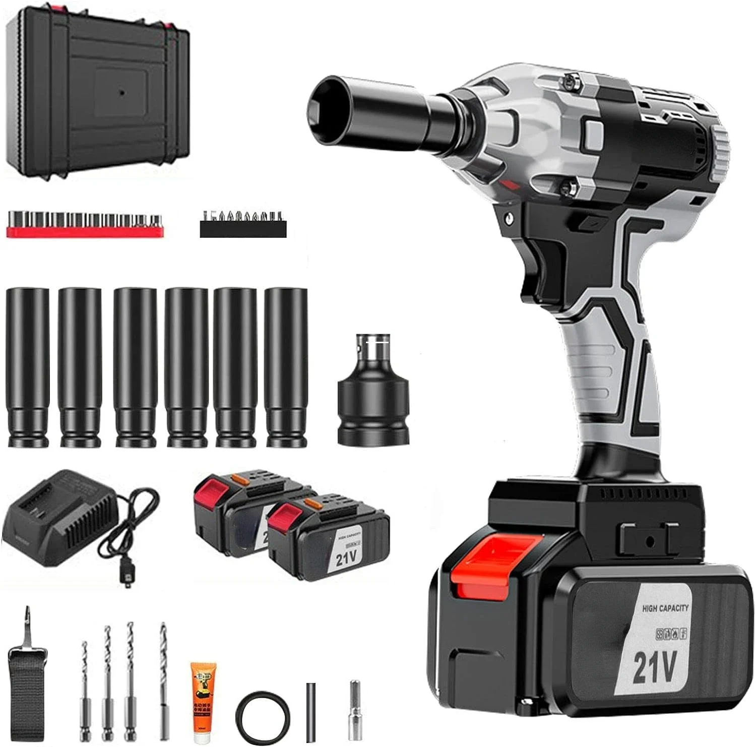 

IGH Torque Cordless Wrench 1/2 inch Brushless Power Gun - 21V with Max Torque of 346 Ft-lbs (470N.m), Includes 2x4.0Ah Li-Batter