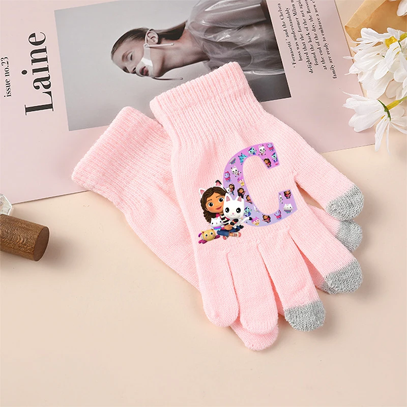 غابي دمية بنات قفازات رسالة A-Z الأطفال شاشة قفاز شتاء دافئ الكرتون أنيمي اكسسوارات الاطفال هدايا عيد ميلاد لطيف #3