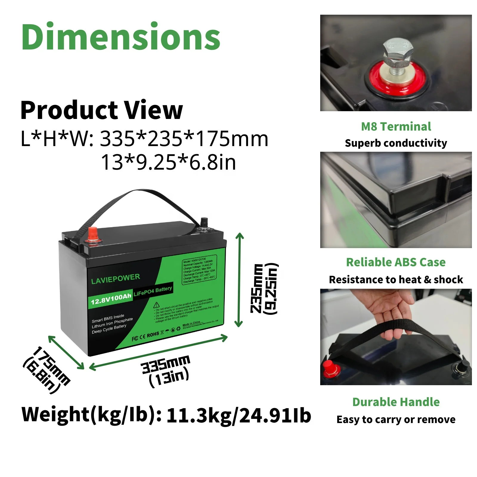 IP65 Built-in Bluetooth Rechargeable Lithium Battery 12V DC Portable Battery Pack 12V 100Ah LiFePO4 Lithium Iron Battery