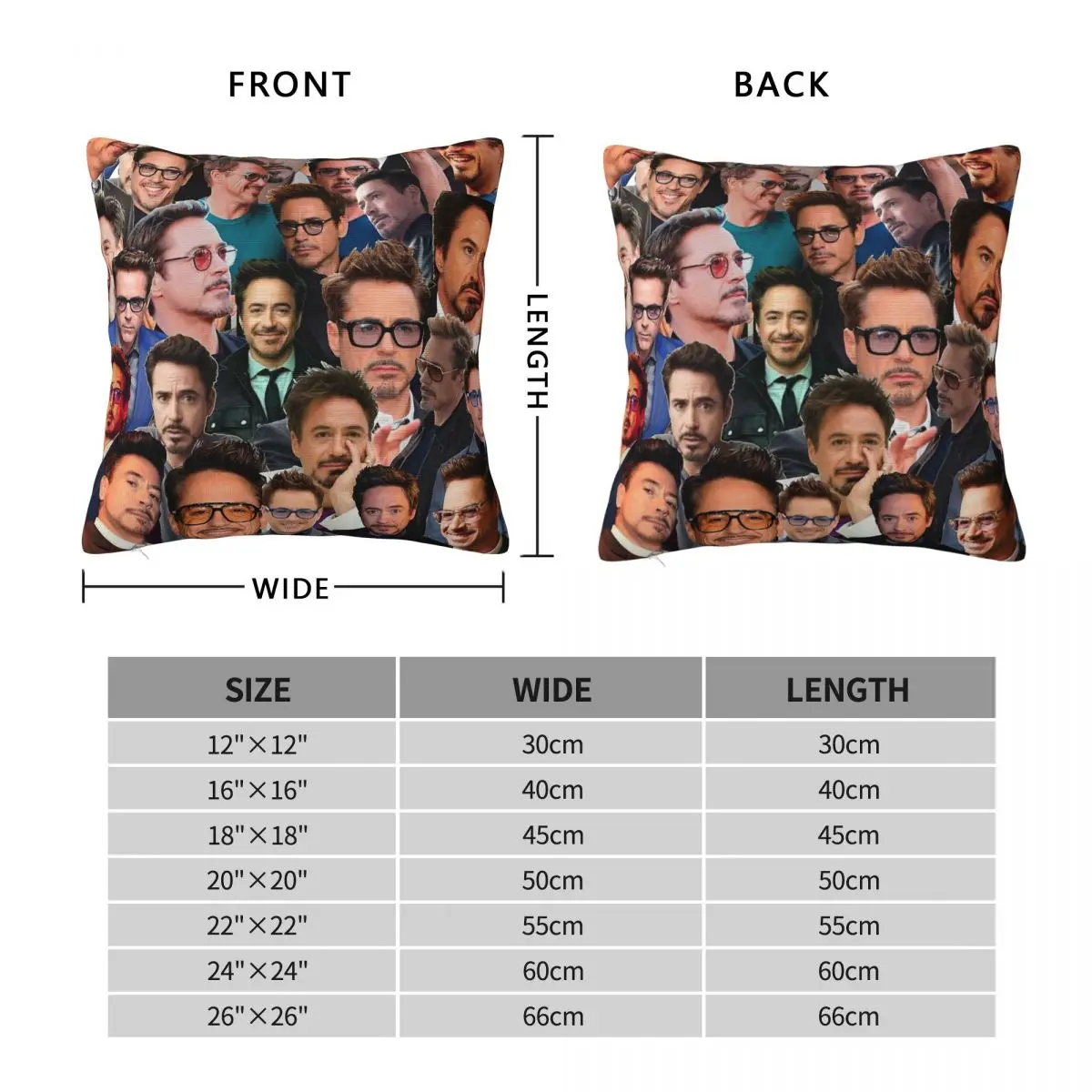 Robert Downey Jr. Photo Collage Pillowcase Polyester Linen Velvet Pattern Zip Decorative Throw Pillow Case Bed Cushion Case 18