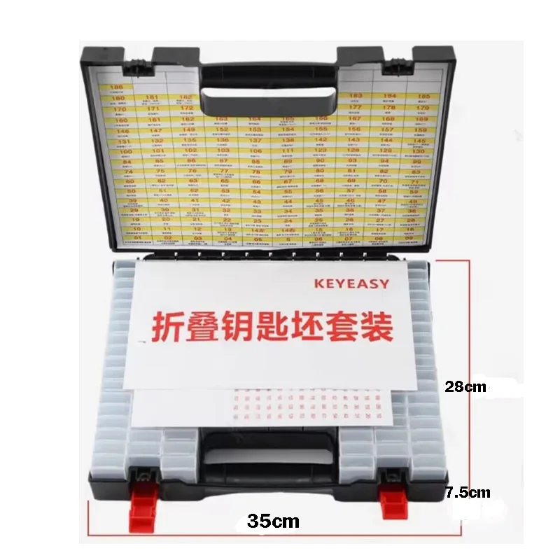 Keyeasy للطي أضعاف مفتاح الجنين شفرة فارغة علبة بلاستيكية فارغة مع 186 قطعة نموذج صندوق صغير سهلة الاستخدام أدوات ocksmith #5