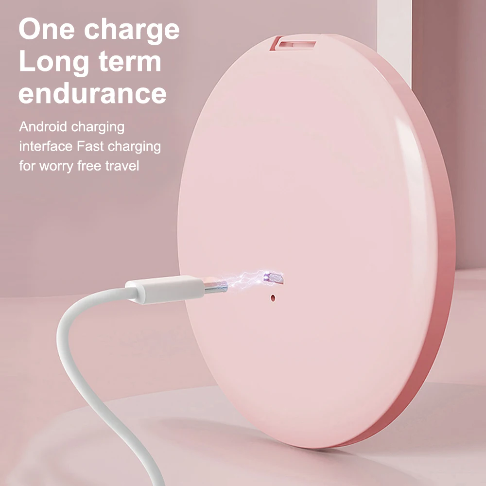 LED Lighted Travel Makeup Mirror Foldable 10x Magnifying Mirror Rechargeable Compact Cosmetic Mirror For Handbag Purse Pocket