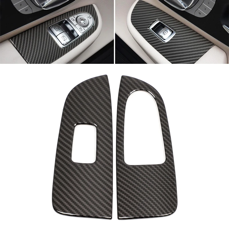 

For Mercedes Benz V Class V250 V260 2015 - 2020 ABS Carbon Texture Window Lift Switch Button Panel Frame Cover Protective Trim